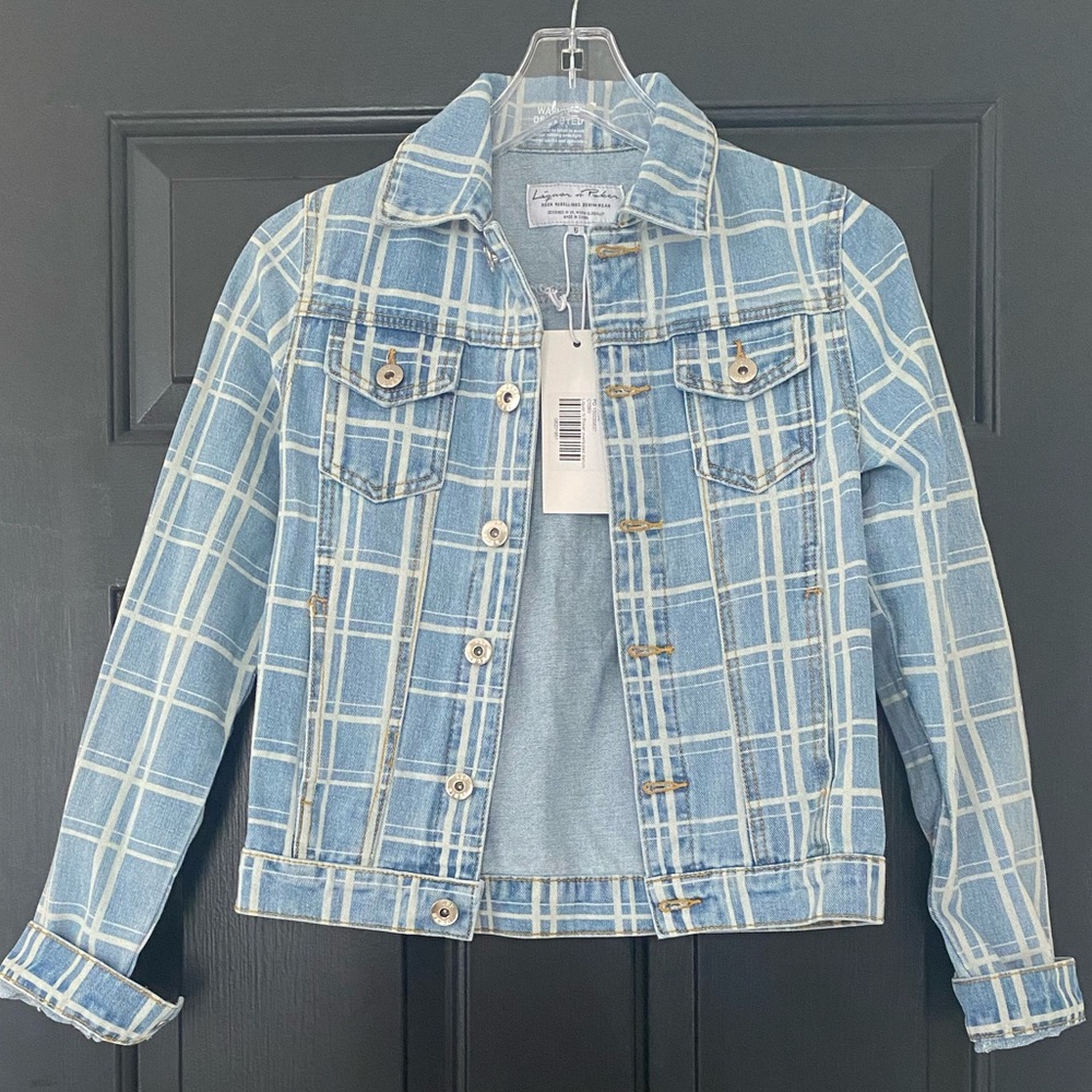 Women’s blue striped denim jacket